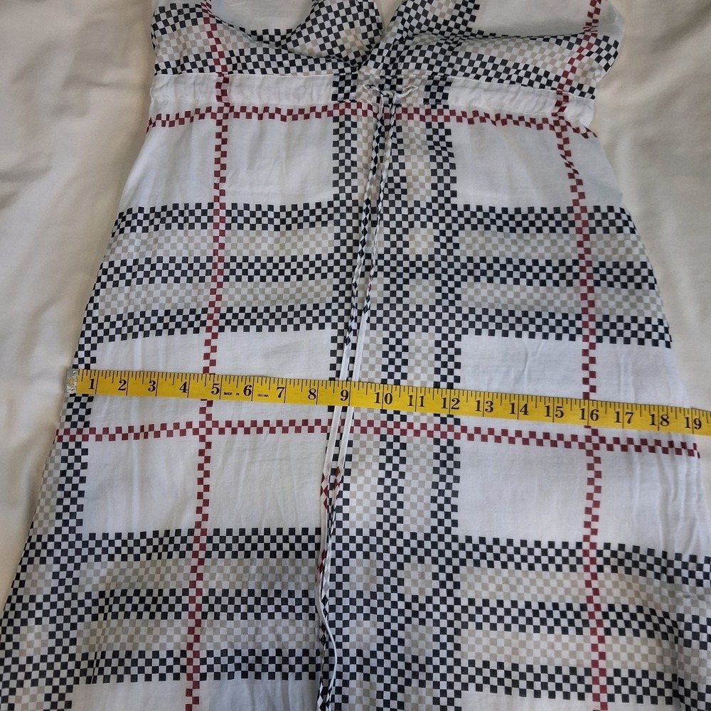 Sleeveless White Plaid Tie-Waist Dress - Picture 9 of 16